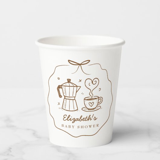 Rustikales Baby ist Kaffee brauen Pappbecher (Rückseite)