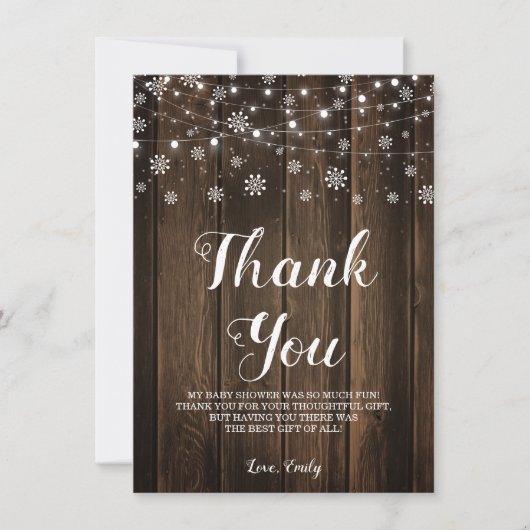 Rustikales Baby ist kalt draußen im Winter Dankeskarte (Vorderseite)