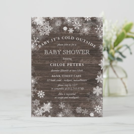 Rustikales Baby ist kalte Außendusche Einladung (Stehend Vorderseite)