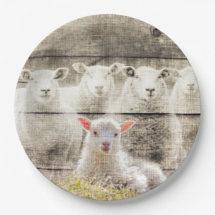 Rustikales Baby Lamm Pappteller