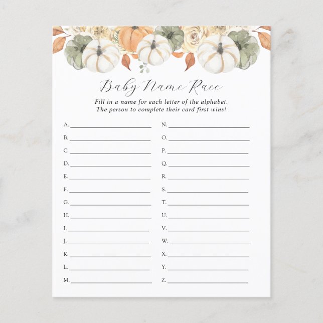 Rustikales Baby-Name-Rennen (Vorderseite)