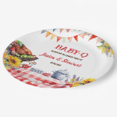 Rustikales BABY-Q Barbecue Picnic Sonnenblume Kari Pappteller (Schrägansicht)