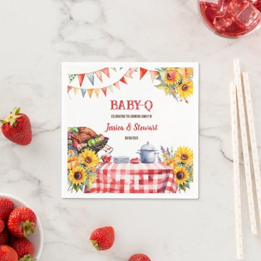 Rustikales BABY-Q Barbecue Picnic Sonnenblume Kari Serviette (Beispiel)