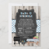 Rustikales Baby Q Sprinkle, GRILLEN Babydusche Einladung (Vorderseite)