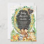 Rustikales Baby Woodland Animals Baby Dusche Einladung (Vorderseite)