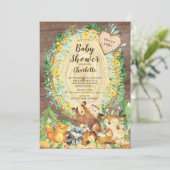 Rustikales Baby Woodland Animals Baby Dusche Einladung (Stehend Vorderseite)