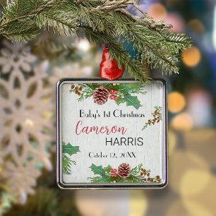 Rustikales Baby's 1. Weihnachten - Bestes Geschenk Ornament Aus Metall