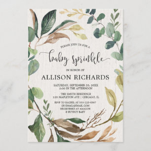 Rustikales Babysprinkett geschlechtsneutrales Wald Einladung