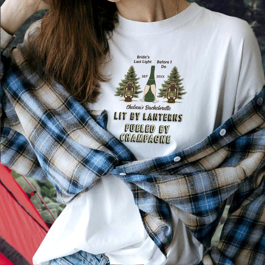 Rustikales Bachelorette Lanterns & Champagne Campi T-Shirt