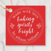 Rustikales Backen Spirituosen Helle Weihnachtsfeie Geschenkanhänger (Vorderseite)