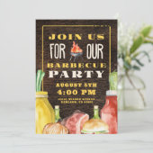 Rustikales Backyard GRILLEN Summer Party Einladung (Stehend Vorderseite)