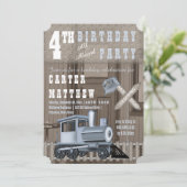 Rustikales Bahnübergang 4. Geburtstag Party Einladung (Stehend Vorderseite)