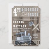 Rustikales Bahnübergang 4. Geburtstag Party Einladung (Vorderseite)