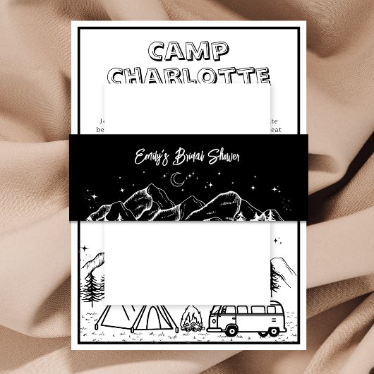 Rustikales Balck und weißes Brautparty Einladungsbanderole