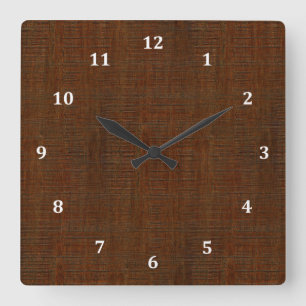 Rustikales Bamboo Holz Grain Textur aussehen Quadratische Wanduhr