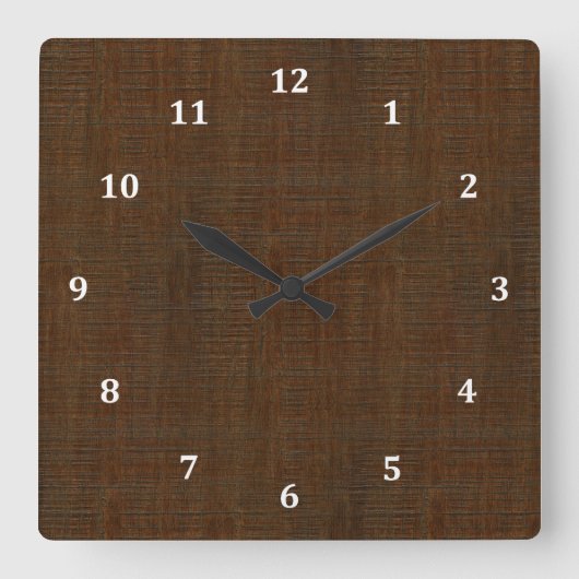 Rustikales Bamboo Holz Grain Textur aussehen Quadratische Wanduhr (Vorderseite)