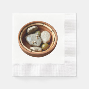 Rustikales Bambus und Stone Bowl Serviette
