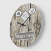 Rustikales Bär und Elch Monogramm Junge Große Wanduhr (Winkel)