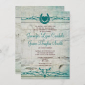 Rustikales Barbed Wire Horseshoe Hochzeitseinladun Einladung (Vorne/Hinten)