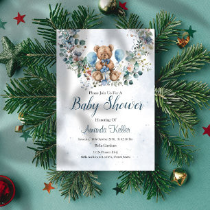 Rustikales Bären & Eukalyptus Baby Dusche Einladung