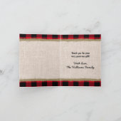 Rustikales Bären Red Black Buffalo Familienname Lo Dankeskarte (Innenseite)