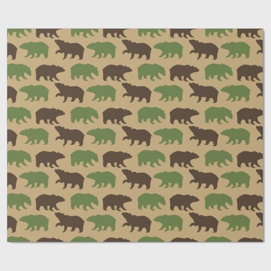 Rustikales Bärenmuster Geschenkpapier (Flach)