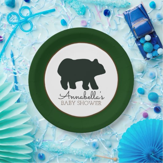 Rustikales Bärenpapier (Waldgrün) Pappteller (Party)