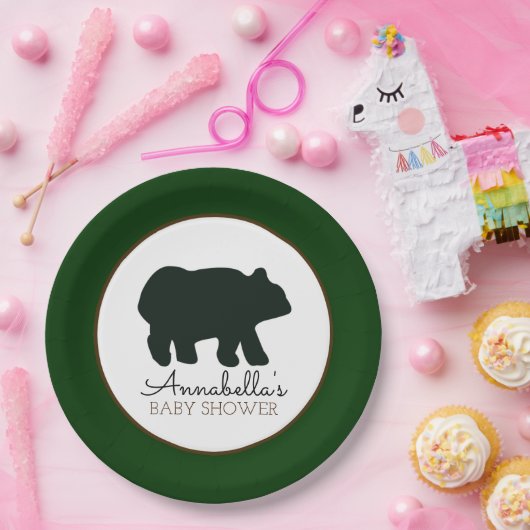 Rustikales Bärenpapier (Waldgrün) Pappteller (Party)