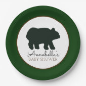 Rustikales Bärenpapier (Waldgrün) Pappteller (Vorderseite)