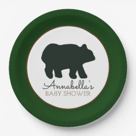 Rustikales Bärenpapier (Waldgrün) Pappteller