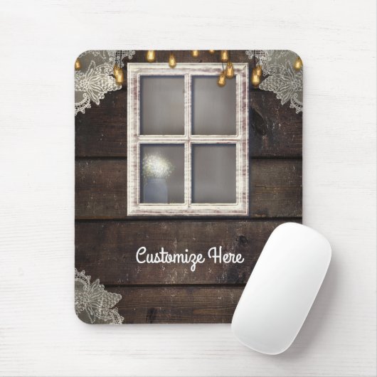 Rustikales Barfenster und Lichter Rustikales Land  Mousepad (Mit Mouse)