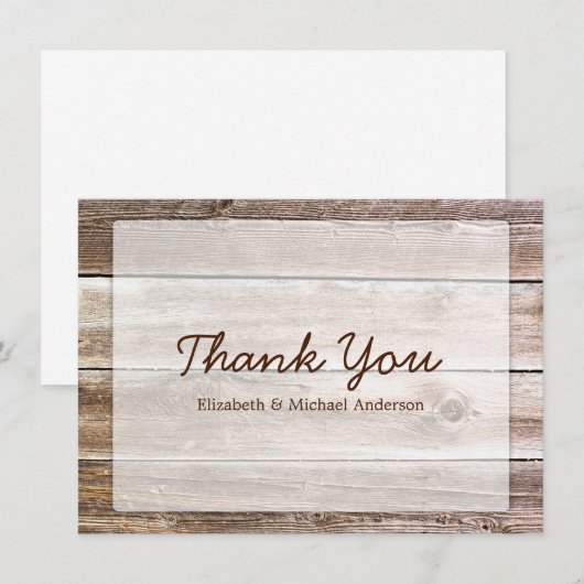 Rustikales Barholz Dankeskarte (Vorne/Hinten)