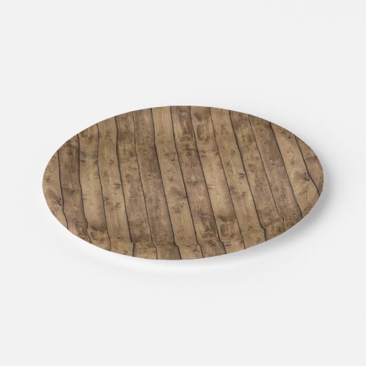 Rustikales Barholz Pappteller (Schrägansicht)