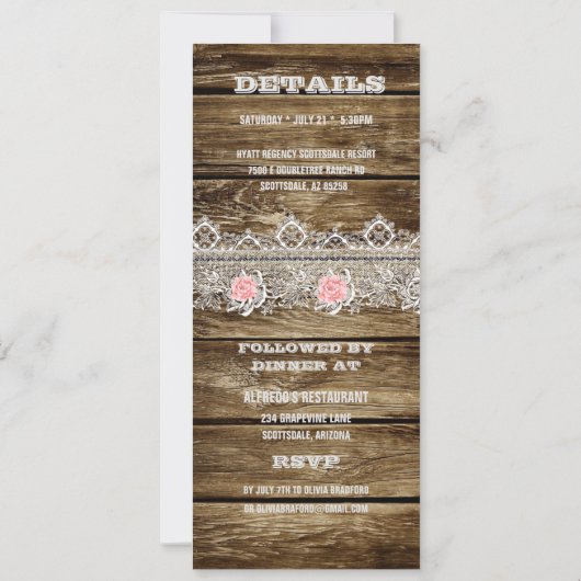 Rustikales Barholz & Probe Abendessen Einladung (Rückseite)