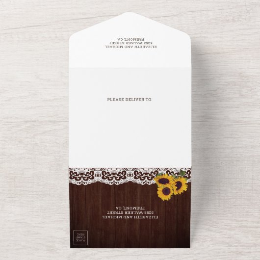 Rustikales Barholz Spitzen Sonnenblumen Mason Jar  All In One Einladung (Außenbereich)