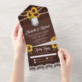 Rustikales Barholz Spitzen Sonnenblumen Mason Jar  All In One Einladung (Abreißen)