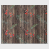 Rustikales Barholz | Winter Greenery & Berries Geschenkpapier (Flach)