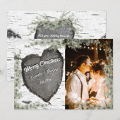 Rustikales Bark Wood Heart Eukalyptus Greenery Feiertagskarte (Vorne/Hinten)