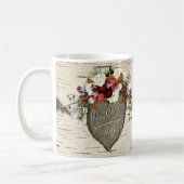Rustikales Bark Wood Heart Family Foto Kaffeetasse (Links)