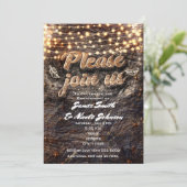 Rustikales Bark Wood & Sparkle Lights Herbsteinlad Einladung (Stehend Vorderseite)