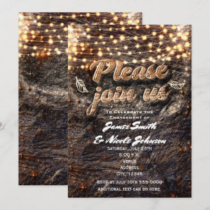 Rustikales Bark Wood & Sparkle Lights Herbsteinlad Einladung