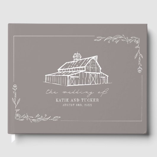 Rustikales Barn Amethyst Gray Farm Wedding Gästebu Gästebuch (Vorderseite)