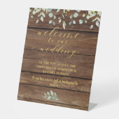 Rustikales Barn Board Gold Willkommen bei unserer Sockelschild (Vorderseite)