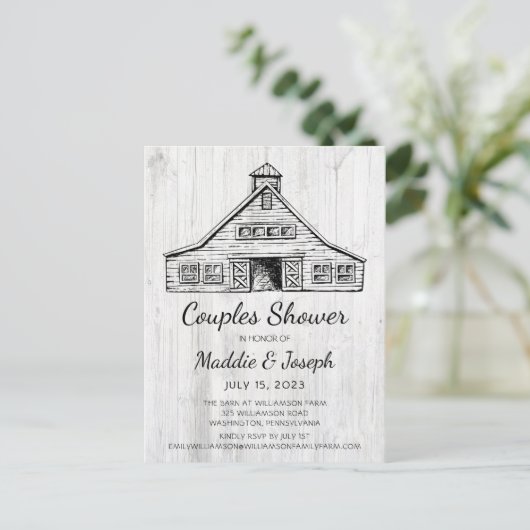 Rustikales Barn Foto Paare Dusche Einladung (Stehend Vorderseite)