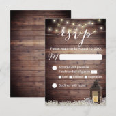 Rustikales Barn Lantern String Lights Wedding RSVP Karte (Vorne/Hinten)