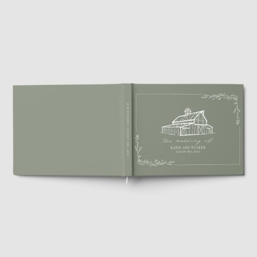 Rustikales Barn Sage Green Farm Wedding Gästebuch (Voll)