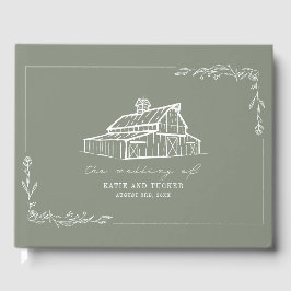 Rustikales Barn Sage Green Farm Wedding Gästebuch