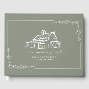 Rustikales Barn Sage Green Farm Wedding Gästebuch