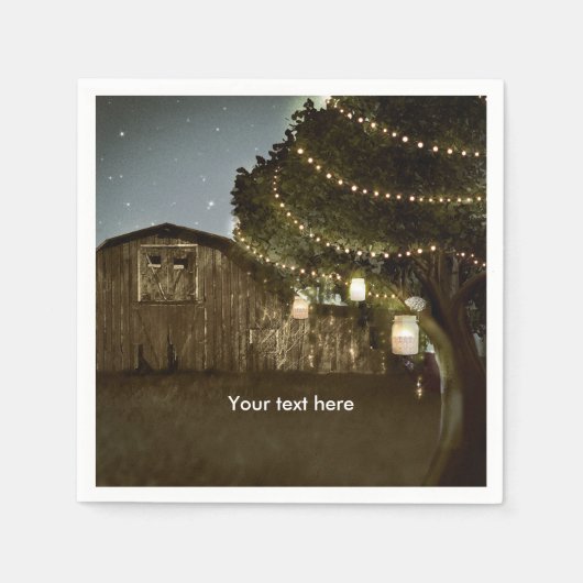 Rustikales Barn & Tree Lights Hochzeit von Napkins Serviette (Vorderseite)
