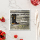 Rustikales Barn Wood Country Wedding Cowboy Boot Serviette (Beispiel)